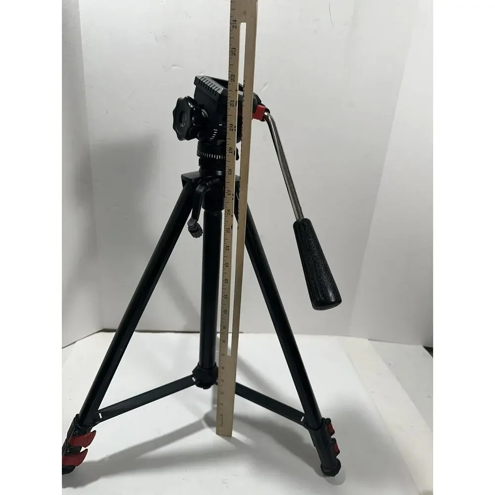 VANTAGE Photo & Video Camera Tripod Vintage Black w Elevator Weight Adjust‎
